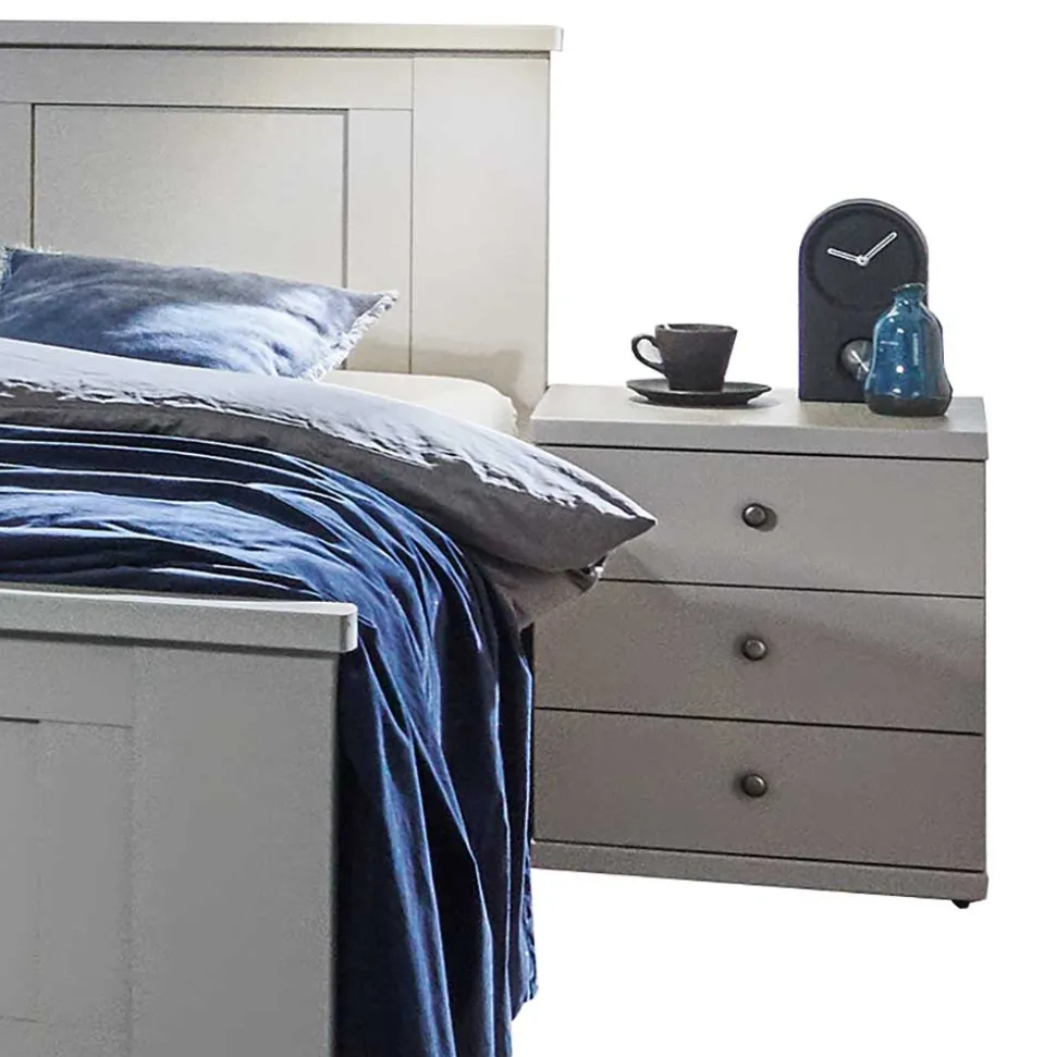 Landhaus Doppelbett in Hellgrau - Ridonna