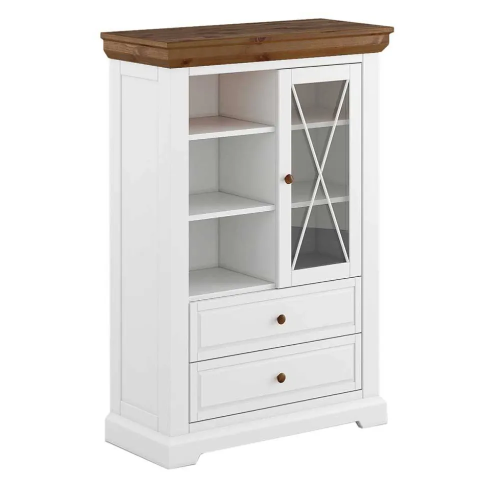Landhaus Highboard aus Kiefer zweifarbig - Zalya