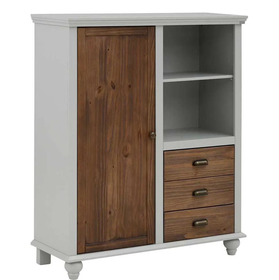 Landhaus Highboard in Holz Braun und Grau - Veproma