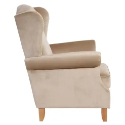Landhaus Ohrensessel in Beige und Buche - Passe