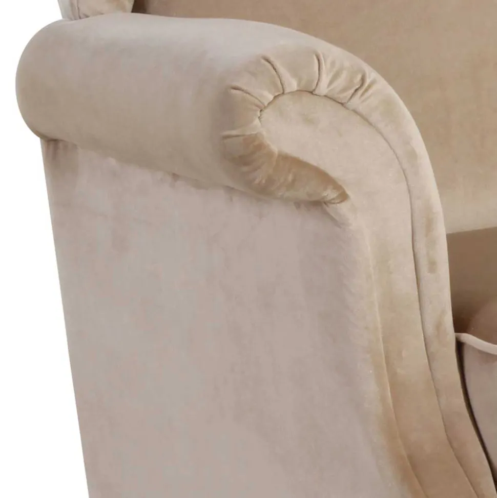 Landhaus Ohrensessel in Beige und Buche - Passe