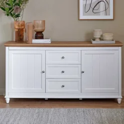 Landhaus Sideboard in Weiß und Eiche - Smaly