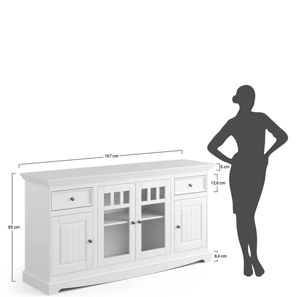 Landhaus Sideboard mit Glaseinsätzen - Bordona