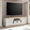 Landhaus TV Board in Weiß & Pinie Shabby Nedita 156 cm breit