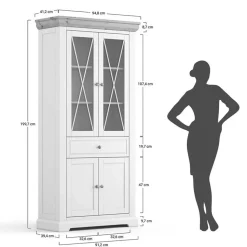 Landhaus Vitrinenschrank aus Kiefer zweifarbig - Zalya