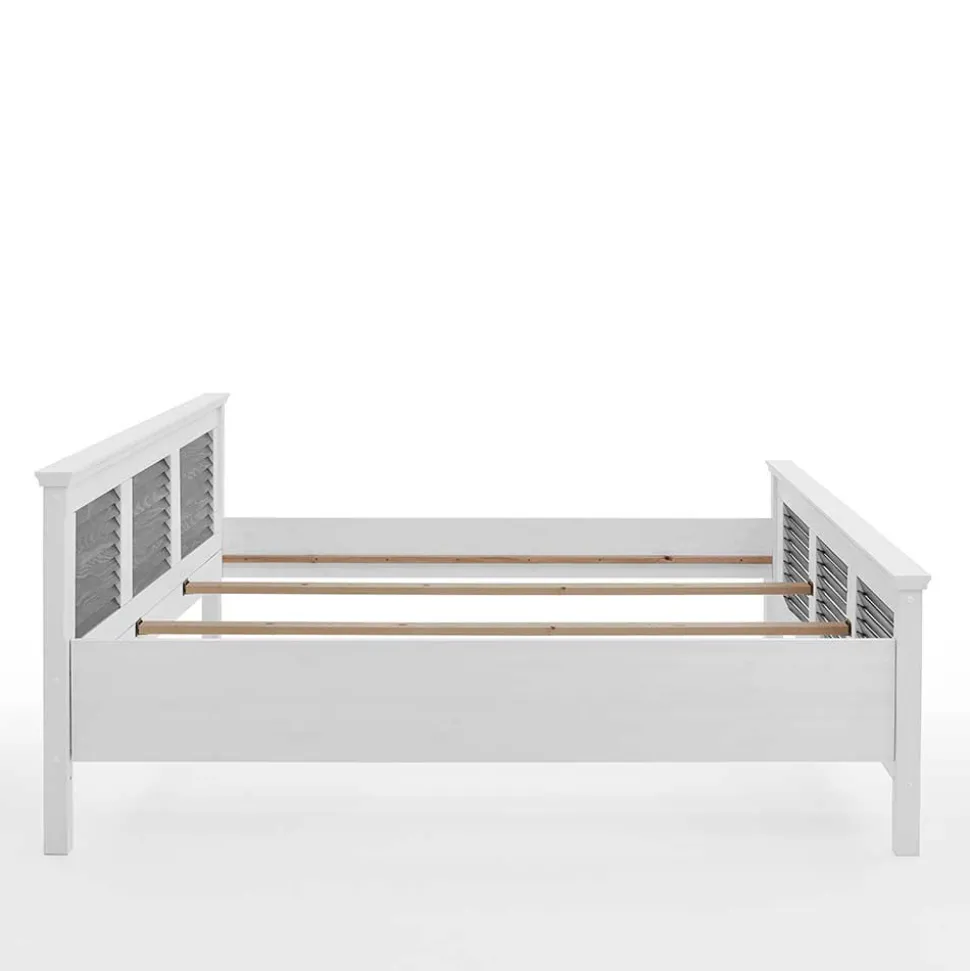 Landhausbett in Weiß & Grau - Urezzas