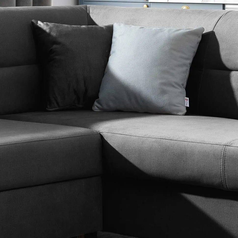 L-Design Funktionscouch in Dunkelgrau - Silecta
