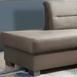 L-Design Verwandlungssofa in Hellbraun Samt - Citerna