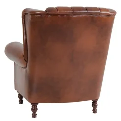 Leder Ohrensessel in Braun Chesterfield - Karim