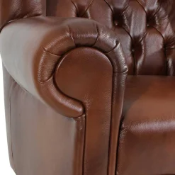 Leder Ohrensessel in Braun Chesterfield - Karim