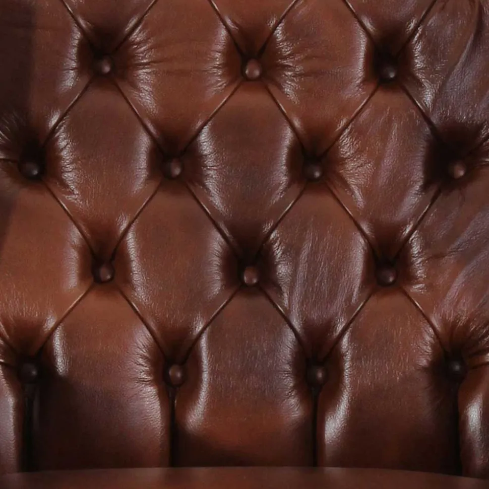 Leder Ohrensessel in Braun Chesterfield - Karim