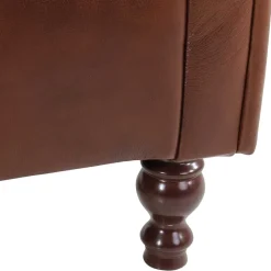 Leder Ohrensessel in Braun Chesterfield - Karim