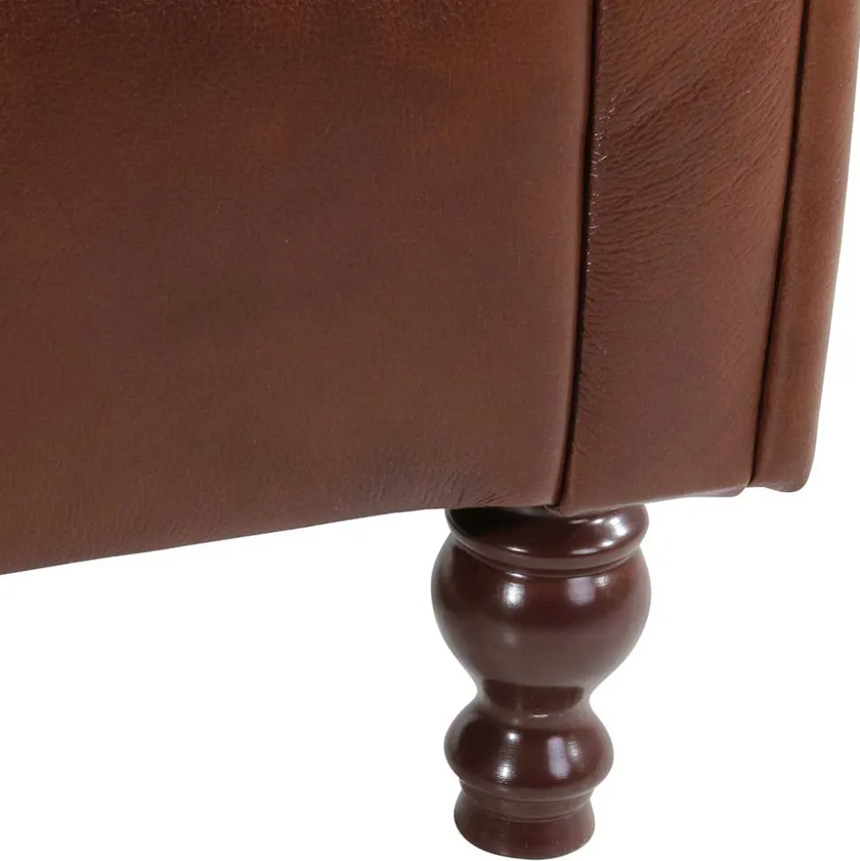 Leder Ohrensessel in Braun Chesterfield - Karim