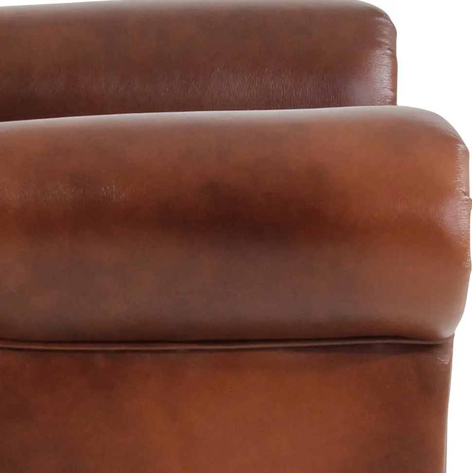 Leder Ohrensessel in Braun Chesterfield - Karim