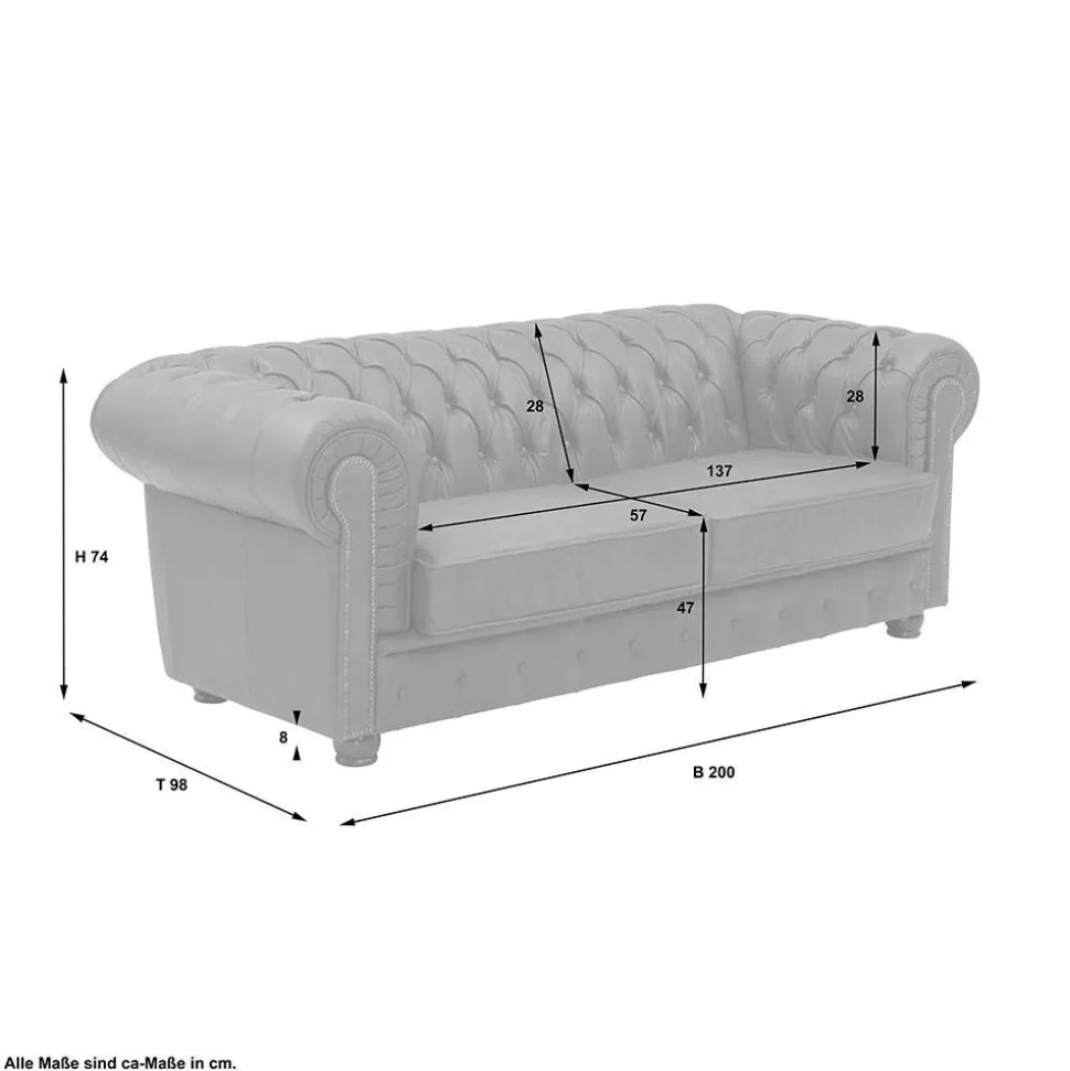 Leder Polstergarnitur Chesterfield - Gonron (dreiteilig)