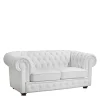 Ledersofa in Weiß - Chesterfield Look - Dossera