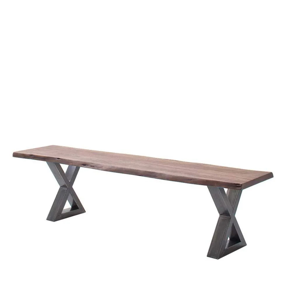 Live Edge Esszimmerbank in Walnuss Braun - Cary