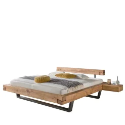 Loft Balkenbett mit 2 Hänge-Nachttischen Basiclicata aus Wildeiche (dreiteilig)