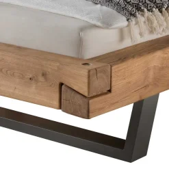 Loft Balkenbett mit 2 Hänge-Nachttischen Basiclicata aus Wildeiche (dreiteilig)