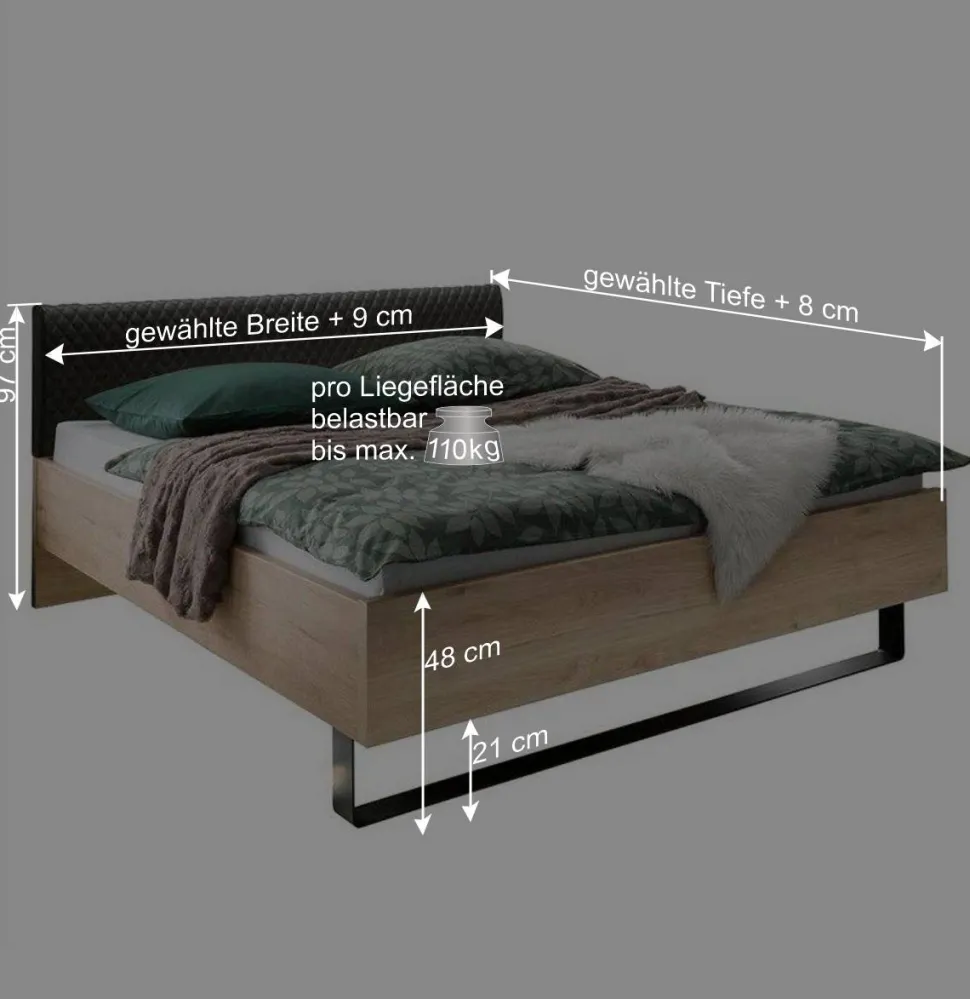 Loft Design Ehebett mit Bügelgestell - Licruva