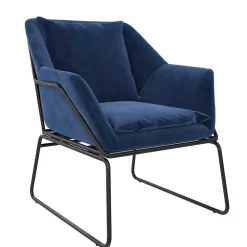 Loft Designsessel in Blau Samt - Circlefun
