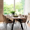 Loft Tisch Eiche White Wash & 6 Stühle Pulva in Braun Microfaser (siebenteilig)