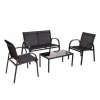 Lounge Mesh Gartenmöbel in Schwarz - Anastasius (vierteilig)