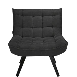 Lounge Sessel mit Hocker in Anthrazit - Mook (zweiteilig)