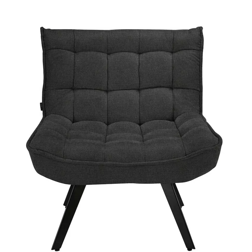 Lounge Sessel mit Hocker in Anthrazit - Mook (zweiteilig)
