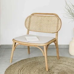 Lounge Stuhl mit Wiener Geflecht & Stoffsitz - Ensemble