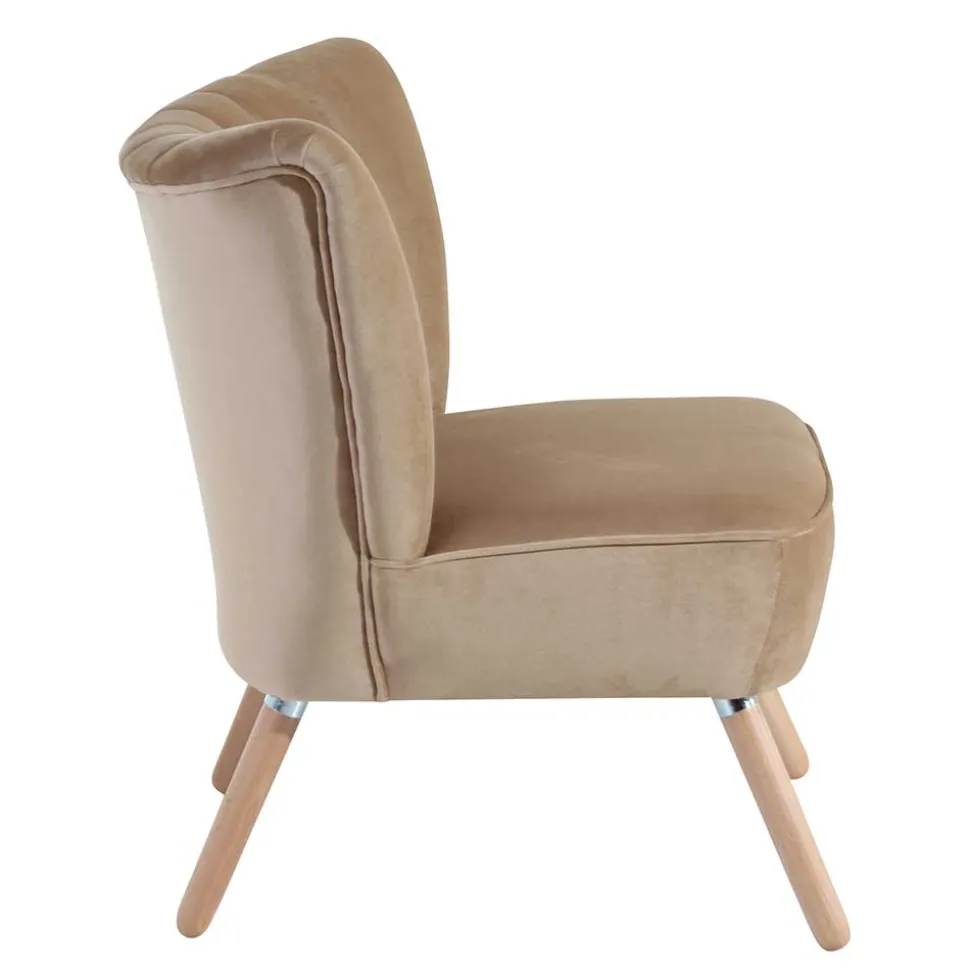 Loungesessel in Beige und Buche Natur - Lianzo