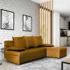 L-Schlafsofa in Senfgelb Velours - Xantra