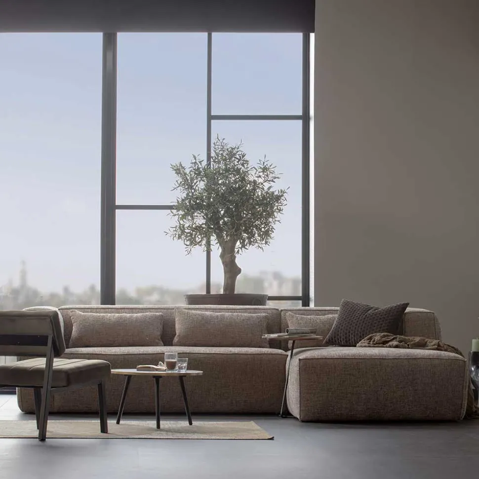 L-Sofa aus Stoff in Beigegrau - Babro