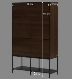 Luftiges Highboard in Nussbaumfarben - Milena