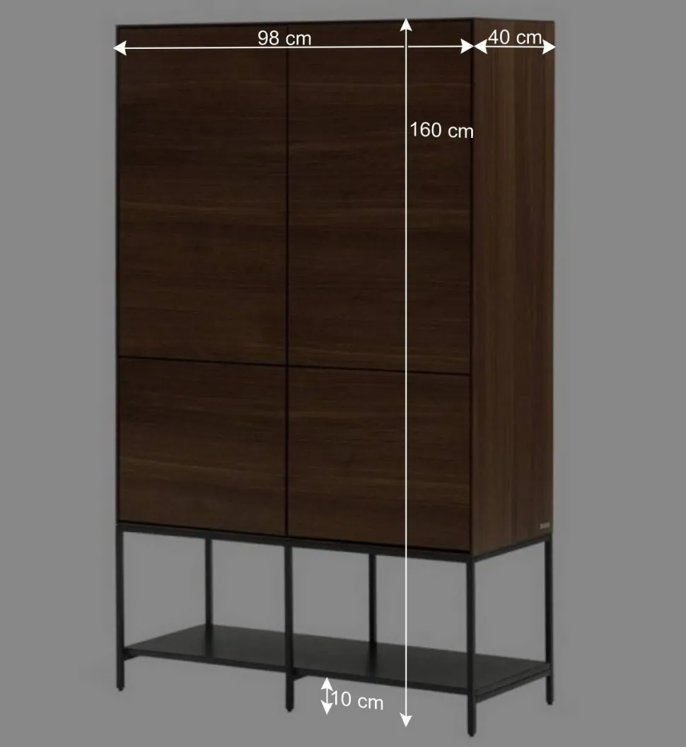 Luftiges Highboard in Nussbaumfarben - Milena