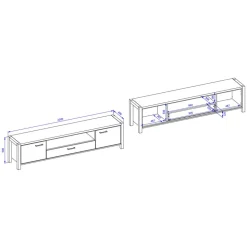 2,1m TV Board mit Schublade & 2 Türen & Fach - Zavorra