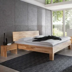 Massivholz Doppelbett Acientra aus Kernbuche geölt (dreiteilig)