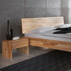 Massivholz Doppelbett Acientra aus Kernbuche geölt (dreiteilig)