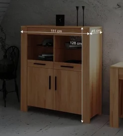 Massivholz Highboard Mosniak aus Kernbuche geölt