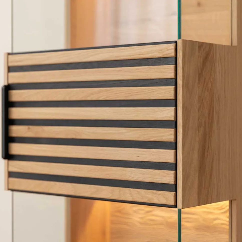 Massivholz Hängevitrine mit LED Beleuchtung - Eribella