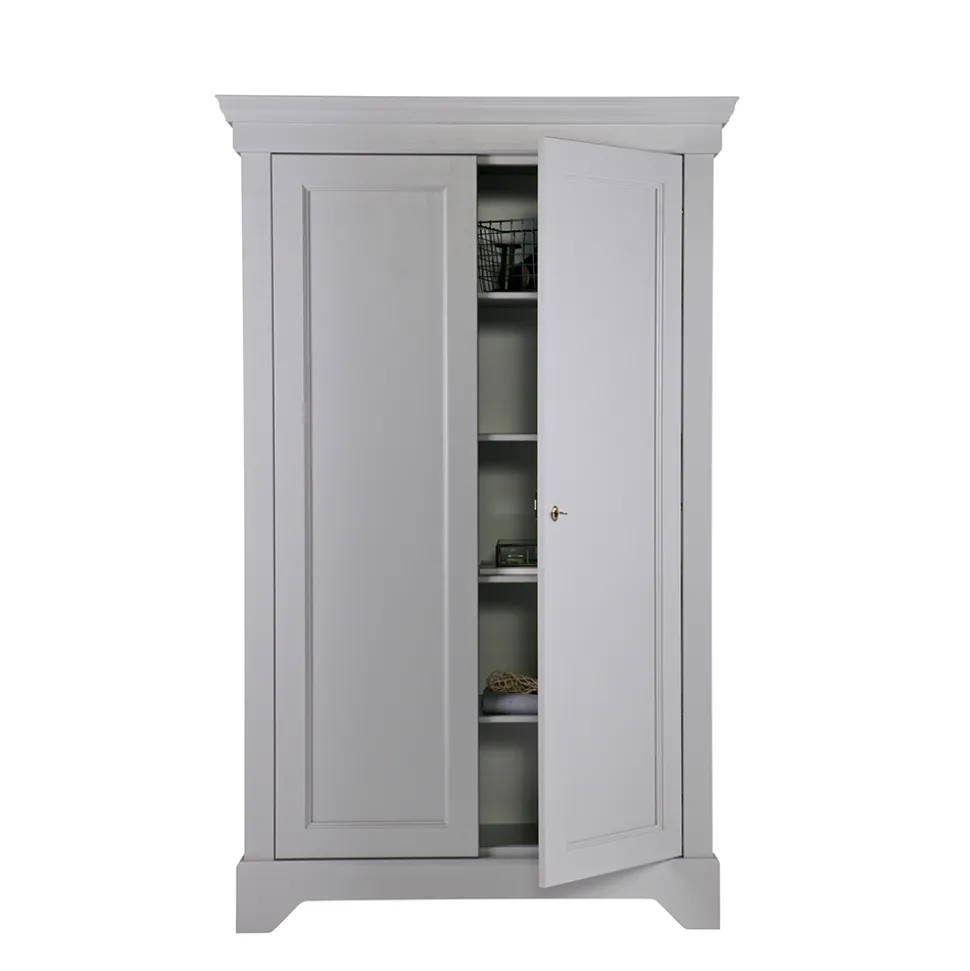 Massivholz Kleiderschrank Saliara in Grau