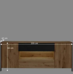 Massivholz Sideboard - modern mit LED Licht - Viligrana
