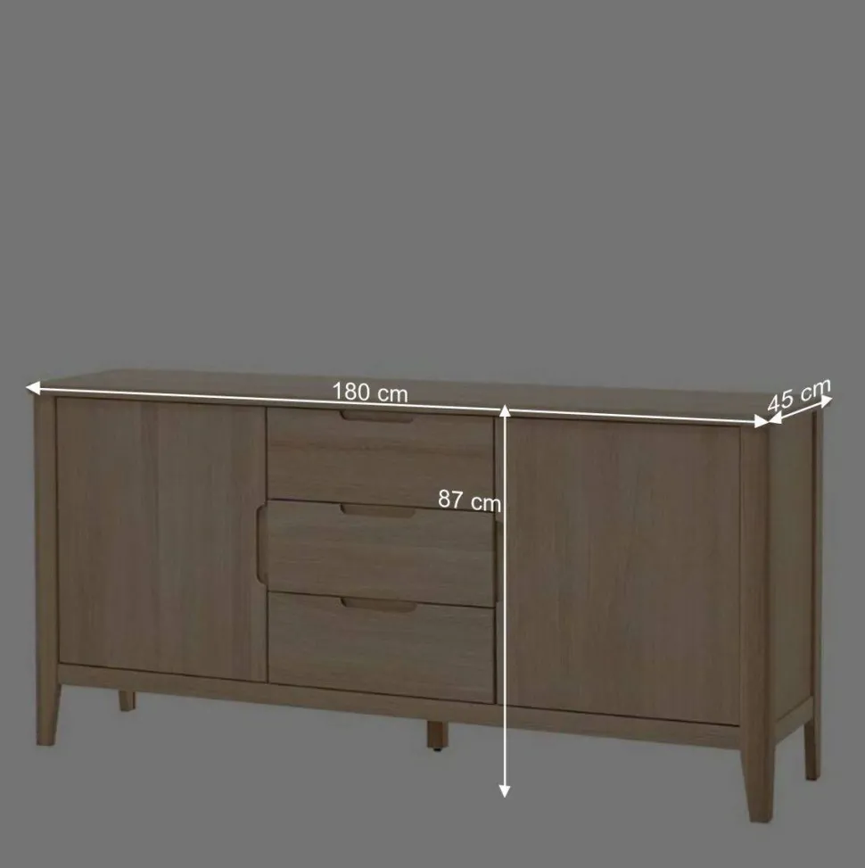 Massivholz Sideboard in Eiche Bianco - Vangus