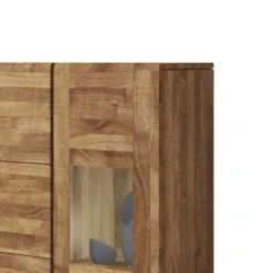 Massivholz Sideboard Vaskov aus Wildeiche geölt Glas
