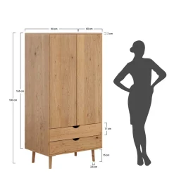 Massivholz-Kleiderschrank mit zwei Schubladen - Fabijola