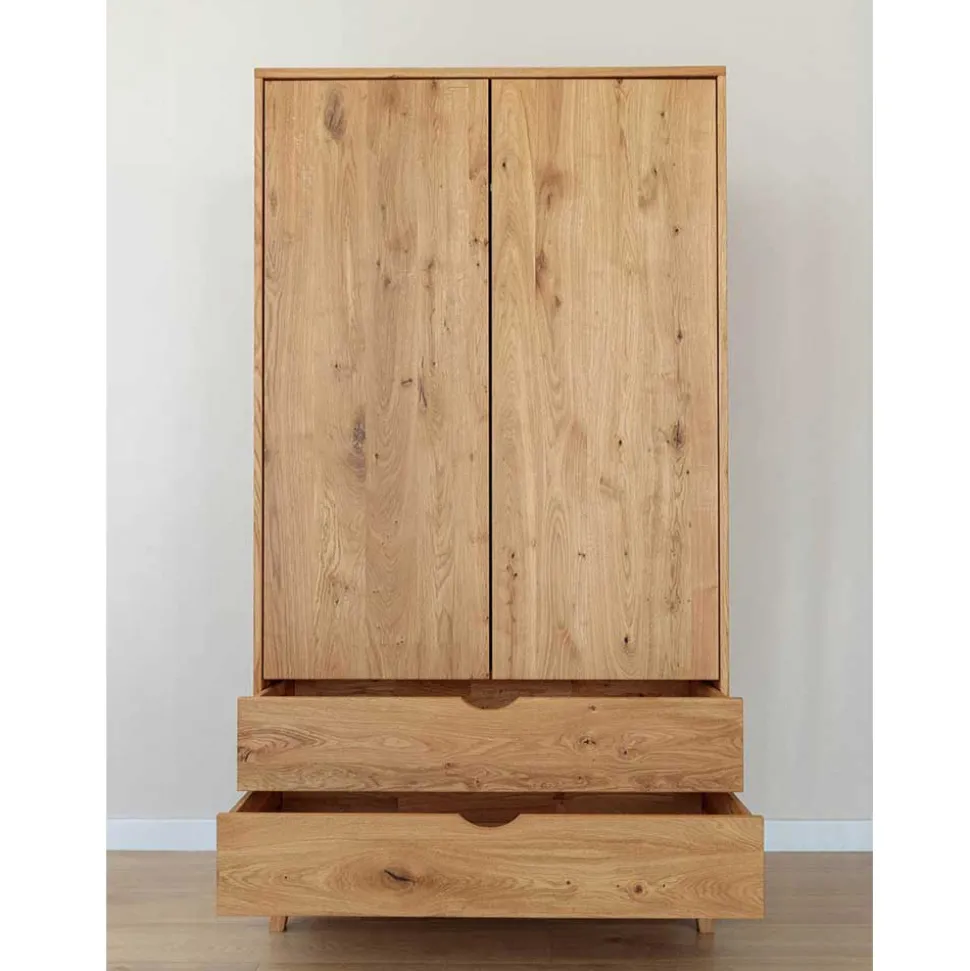 Massivholz-Kleiderschrank mit zwei Schubladen - Fabijola