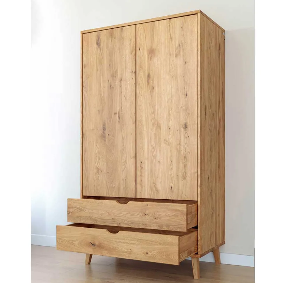 Massivholz-Kleiderschrank mit zwei Schubladen - Fabijola