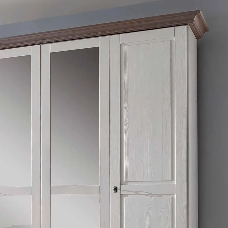 Massivholz-Schrank im Landhausstil Izarella mit drei Spiegeln