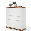Mattweißes Highboard mit Asteiche massiv - Vangels