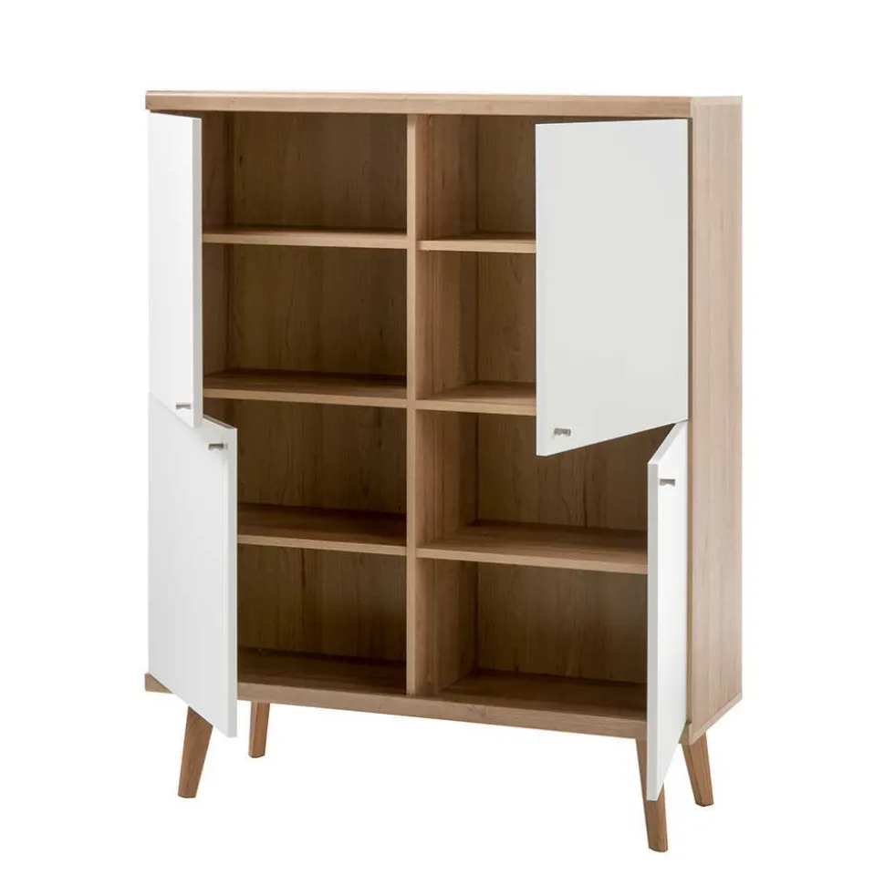 Möbel Wohnwand Kombi im Skandi Design - Cablos (vierteilig)